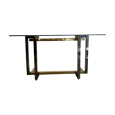 Console années 70/80 en verre et métal