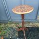 Braided chestnut harness small round side table on console tripod