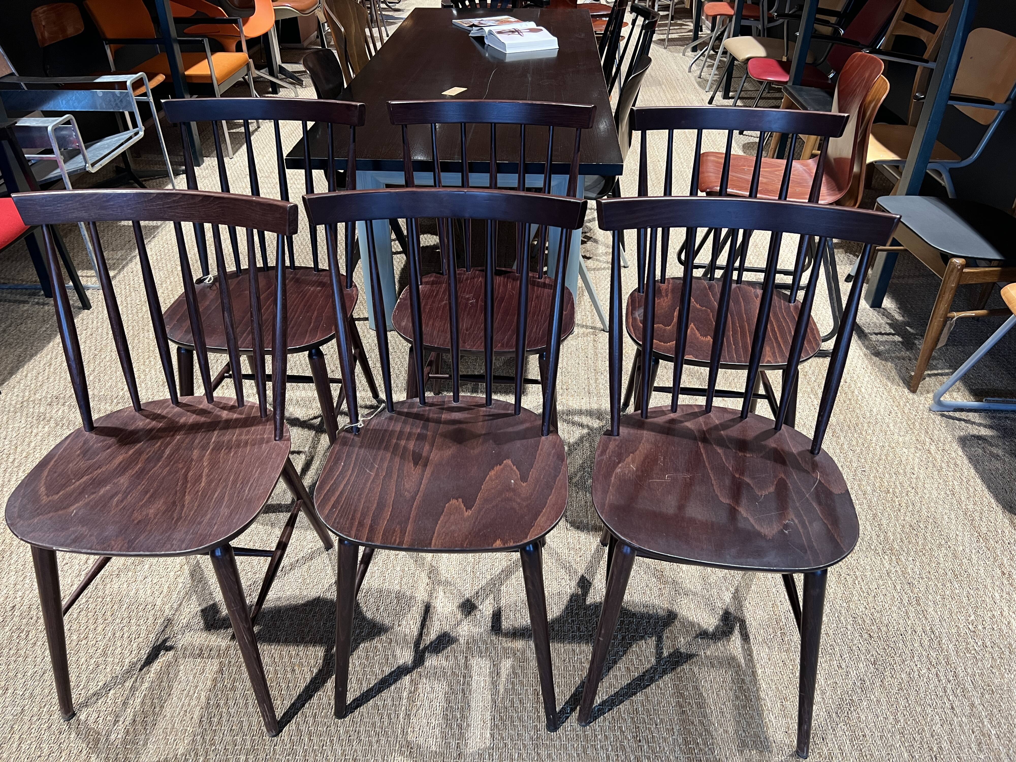 Set of 6 chairs in dark wood