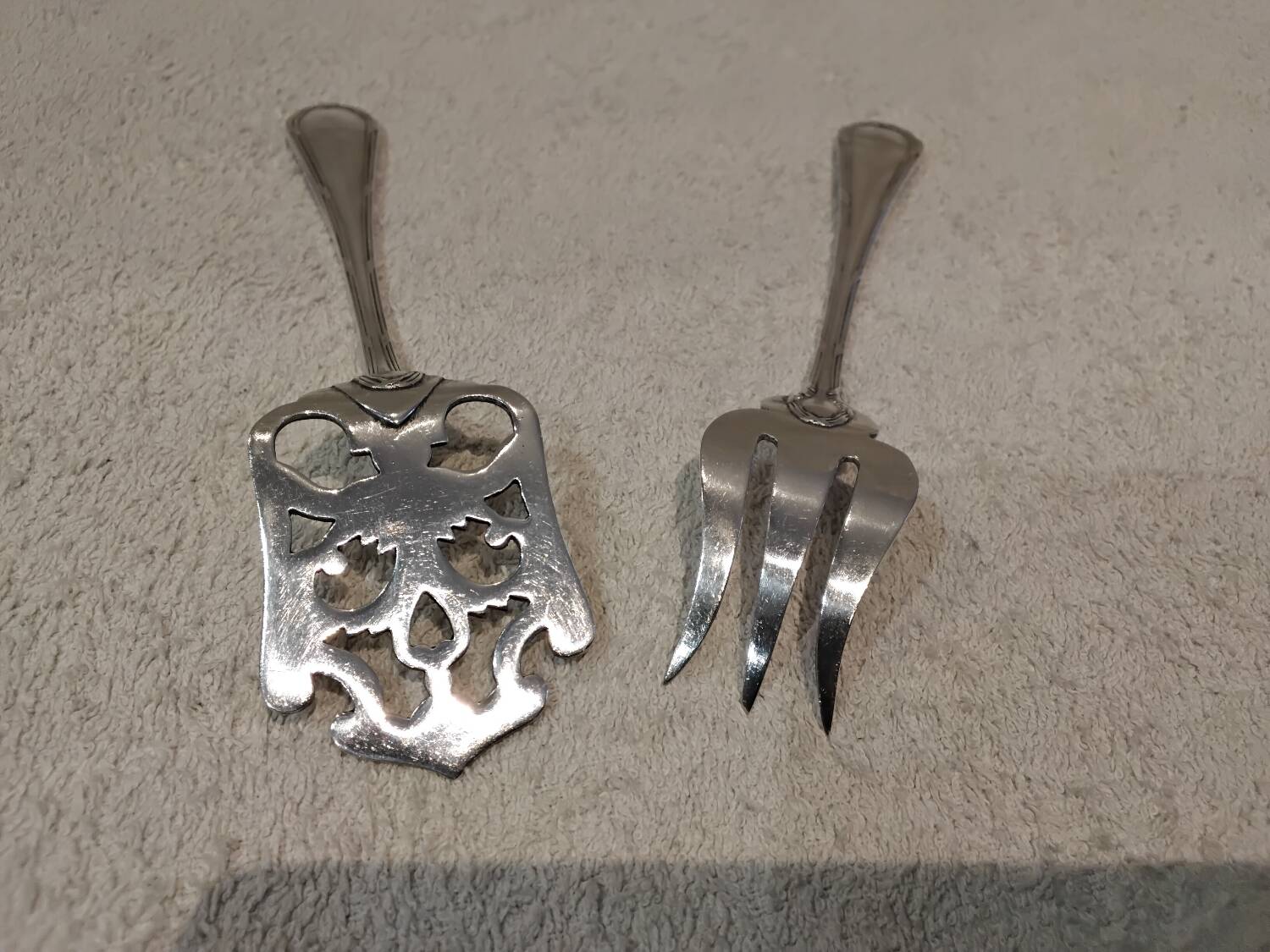 2-piece hors d'oeuvre service, silver-plated metal, Ercuis Trianon goldsmith