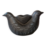 Zoomorphic vase with double birds in black clay from Marginea, Romania.