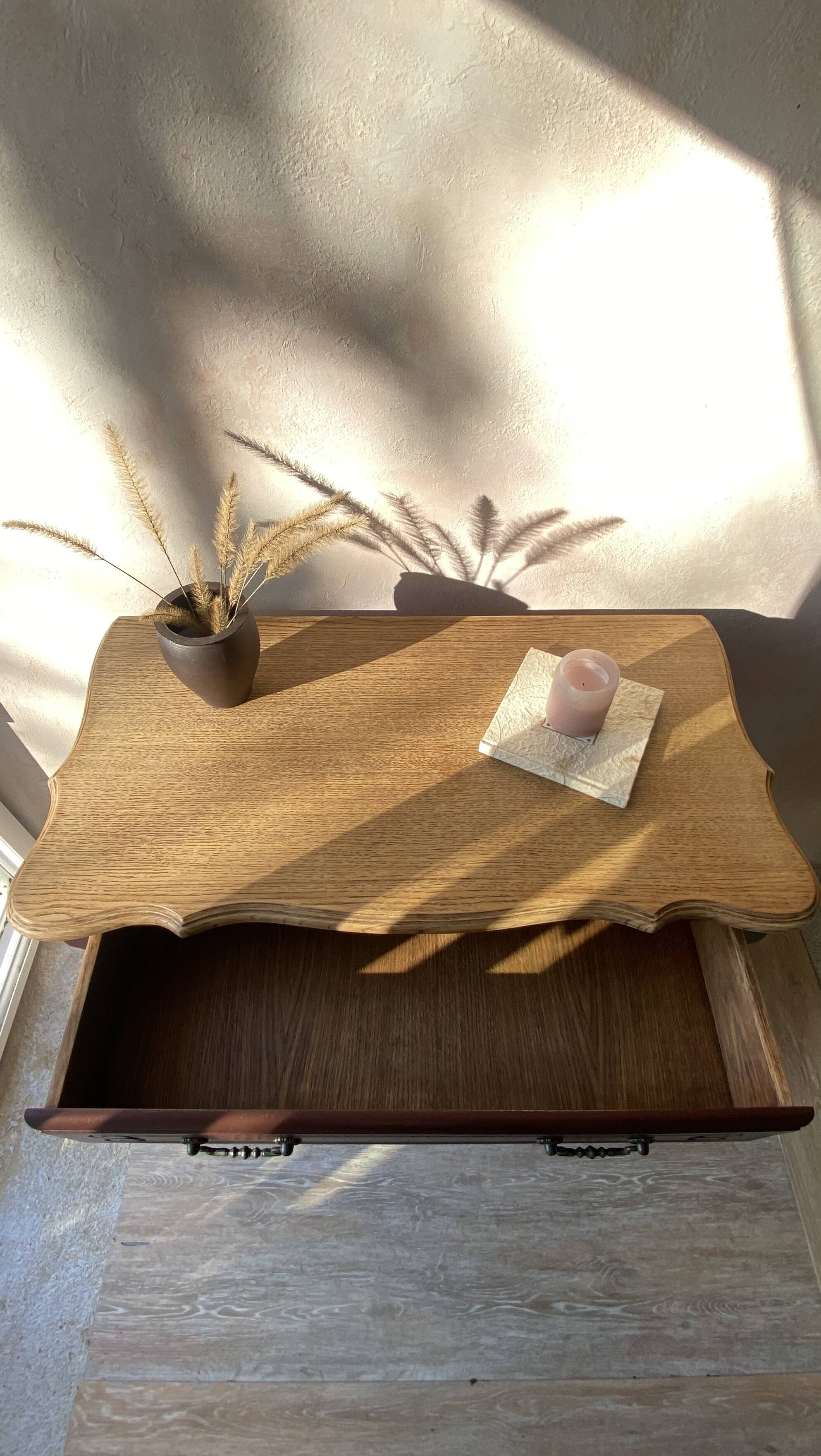 Louis XV style commode renovated - natural wood top and deep stain