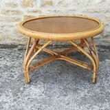 Rattan and bamboo coffee table