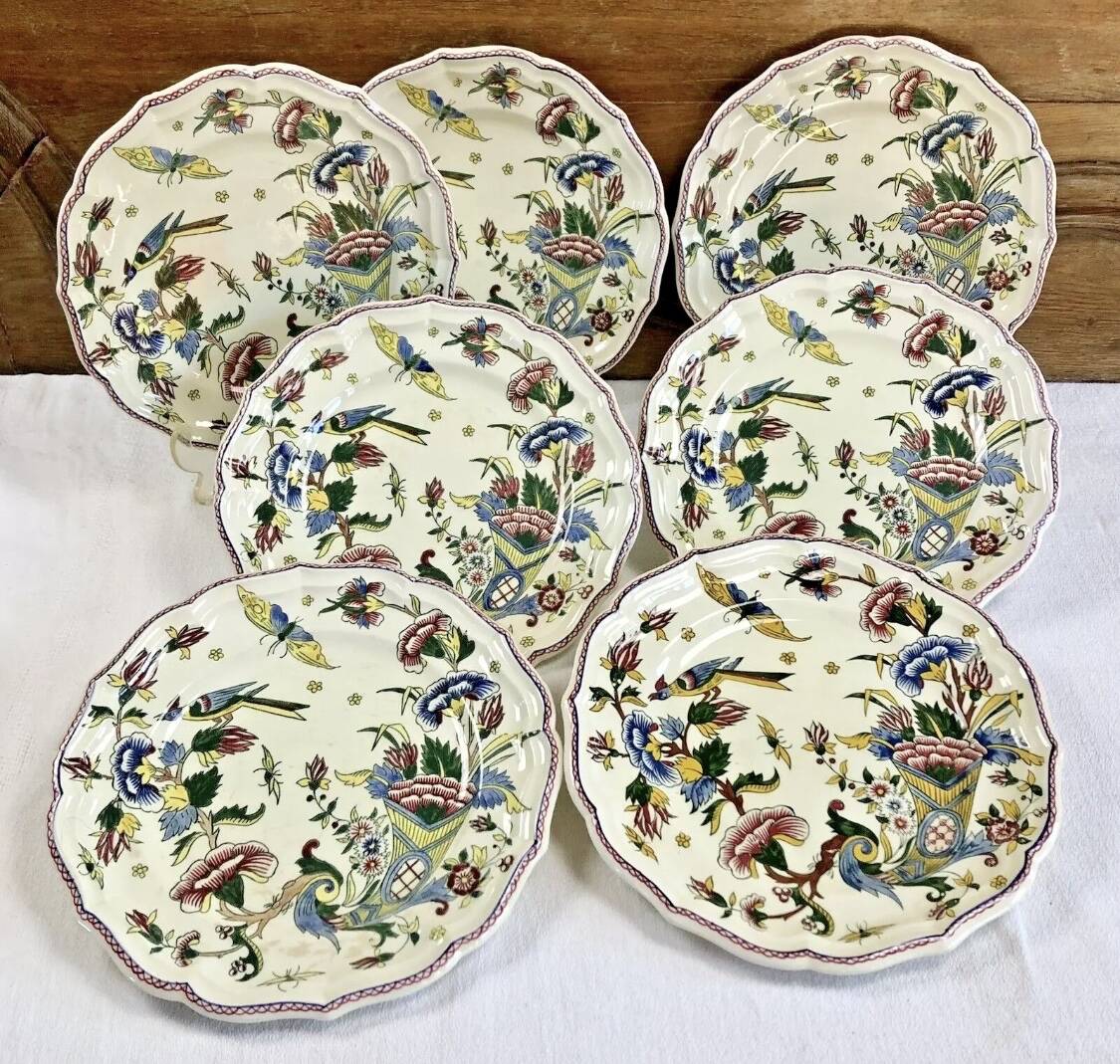 7 flat plates Gien model cornucopia 1938 1960