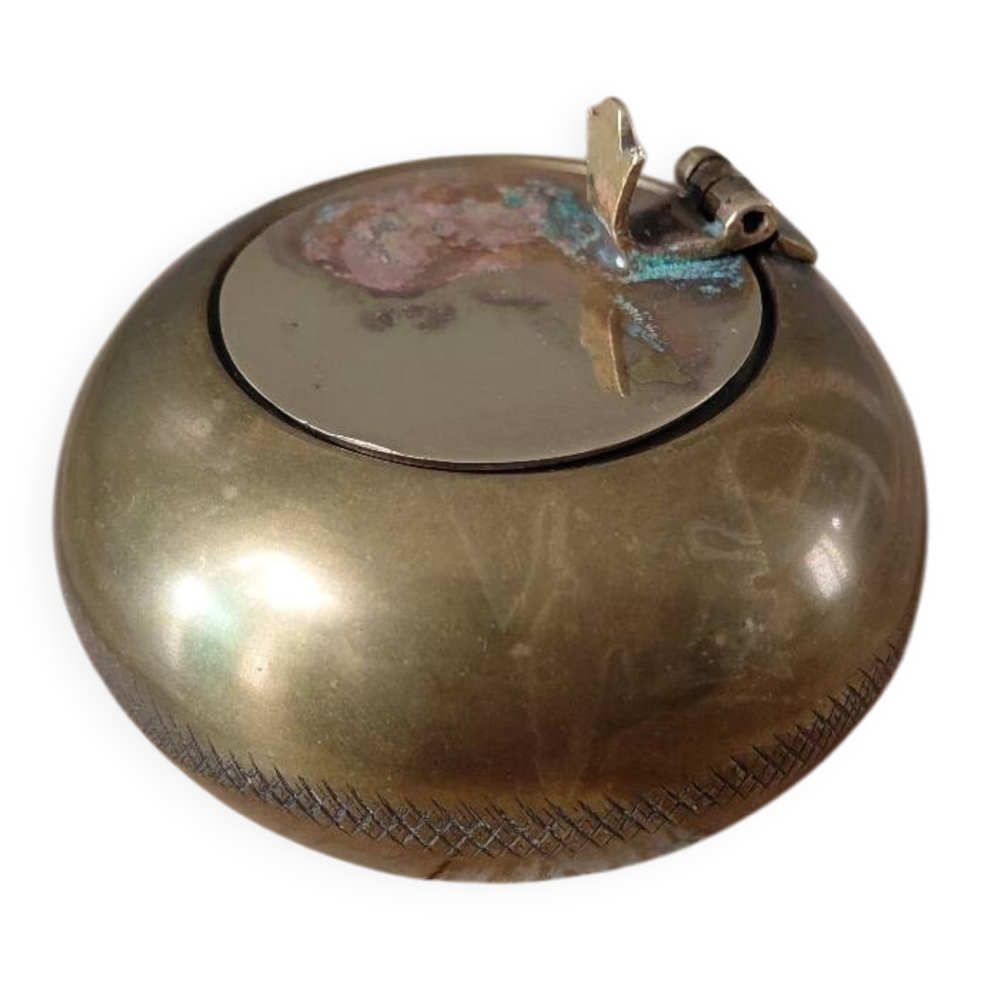 Antique brass pocket ashtray