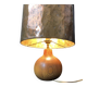 Vintage modernist lamp in wood and hammered copper.