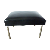 Ottoman foot rest in chrome and black leatherette of the 1950s