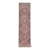 Vintage Turkish rug from Oushak, hand-woven 87x382 cm