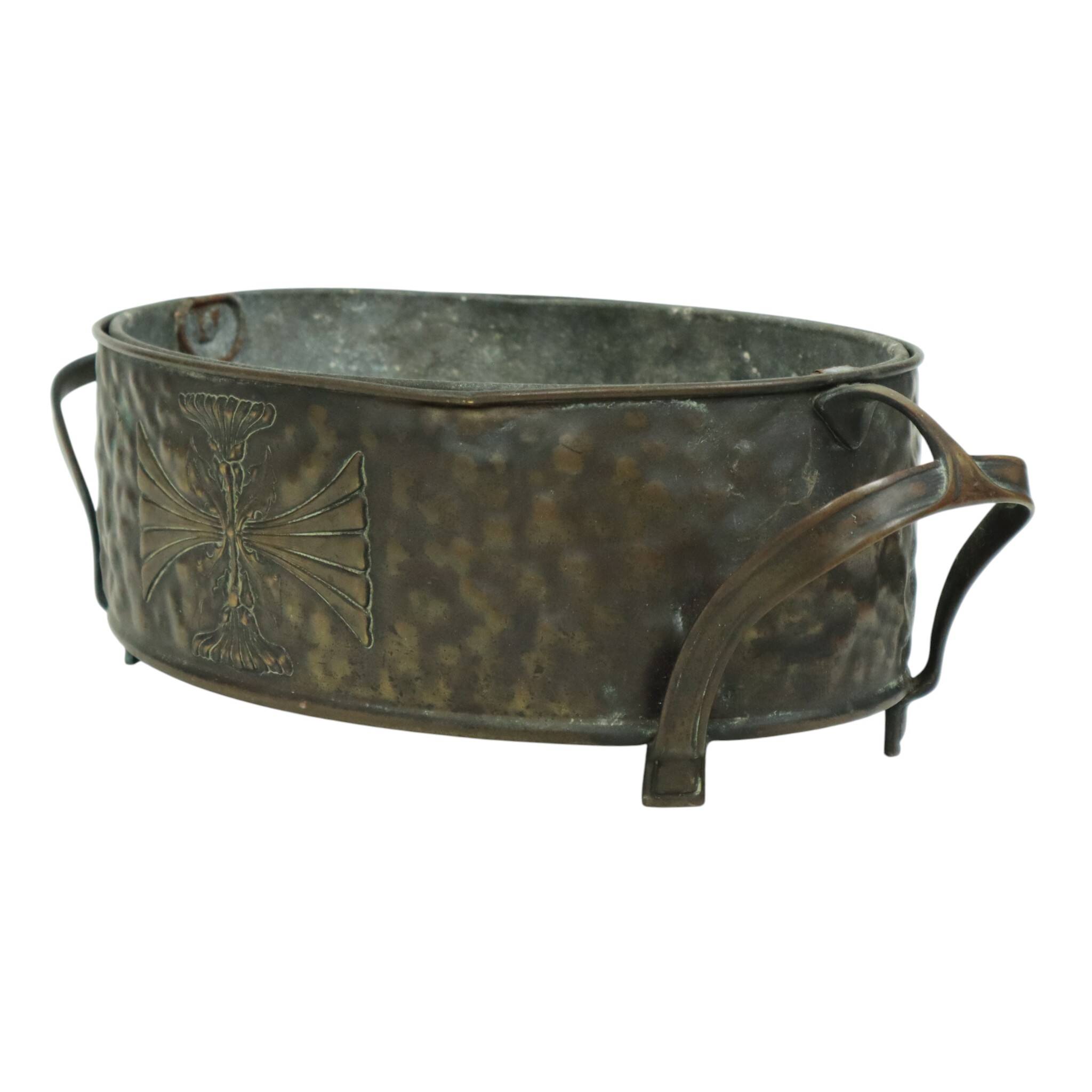 Antique Art Nouveau Brass Jardinière Planter