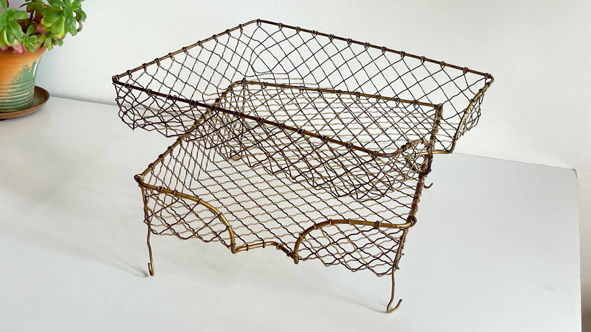 Bannettes empilables fil de laiton vintage