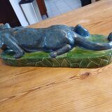 Blue and green Panther glazed ceramic
