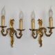 Stylish Vintage French Bronze Double Wall Sconces with Acanthus Leaf Detail