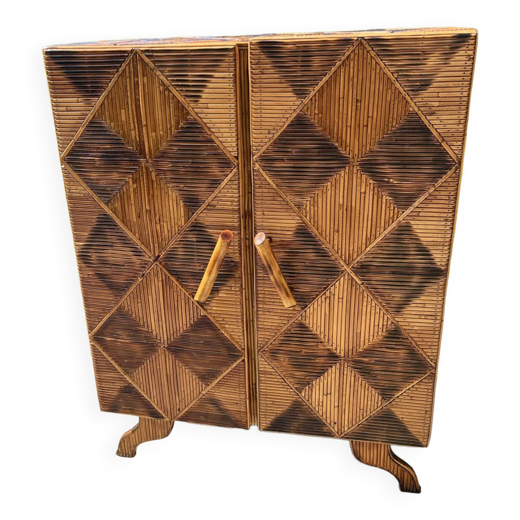 Storage unit, rattan sideboard from the 50s/60s
