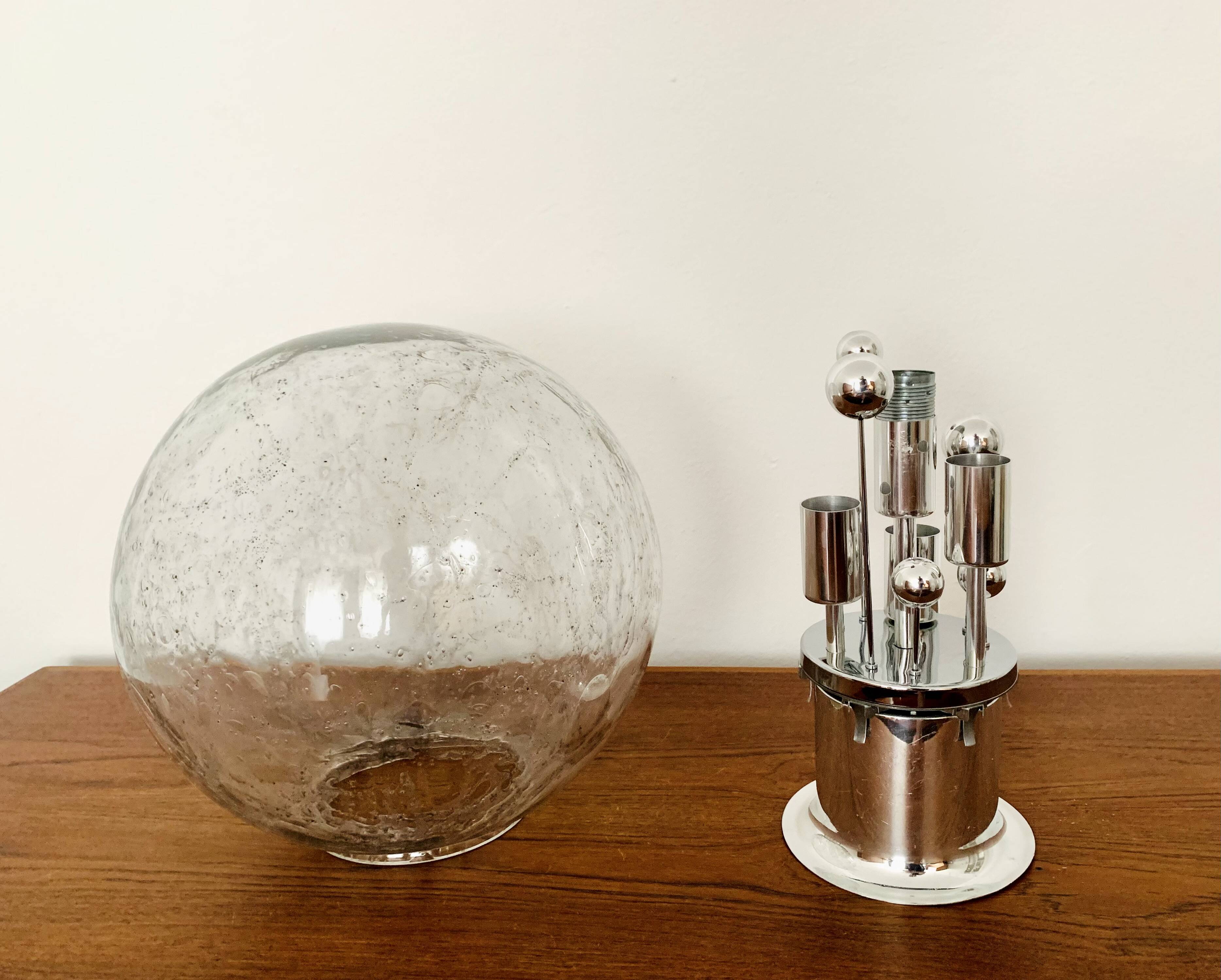 Grande lampe encastrée en verre glacé par Doria