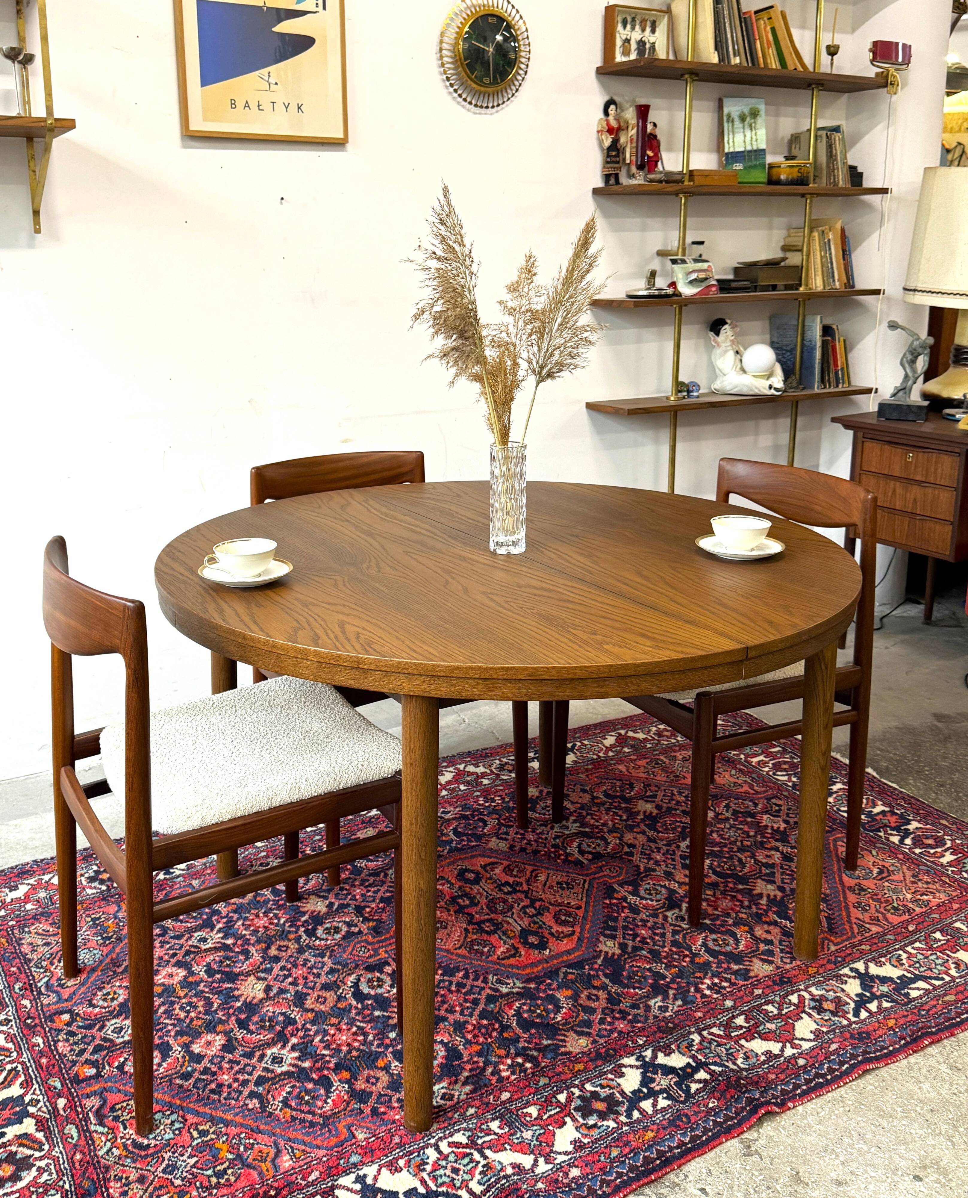 Table extensible en chêne, Danemark, années 1960/1970, vintage, milieu du siècle moderne