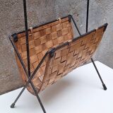 Metal and wood magazine rack