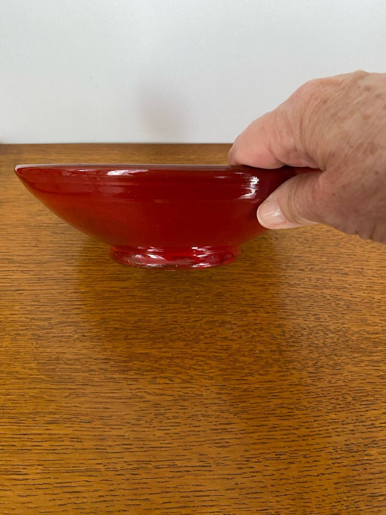 Signed red flower bird cup