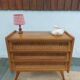 compass leg commode, wicker, vintage