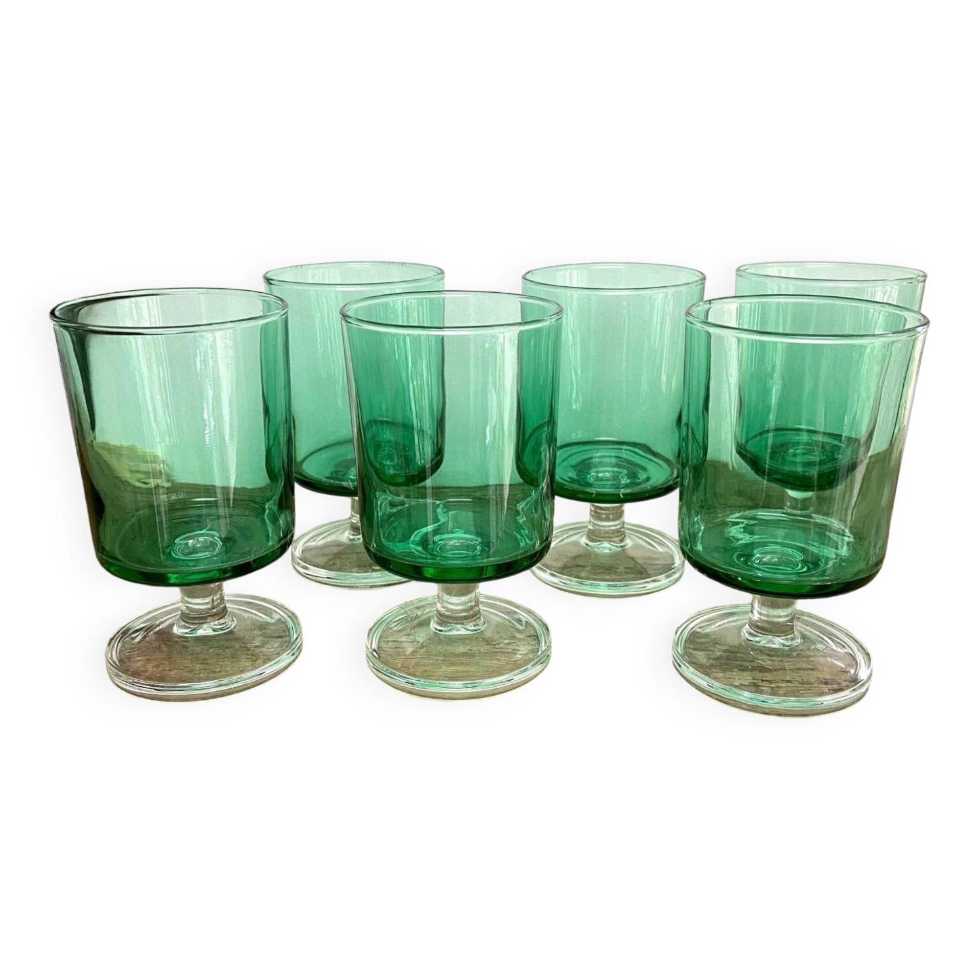 6 LUMINARC emerald green glasses