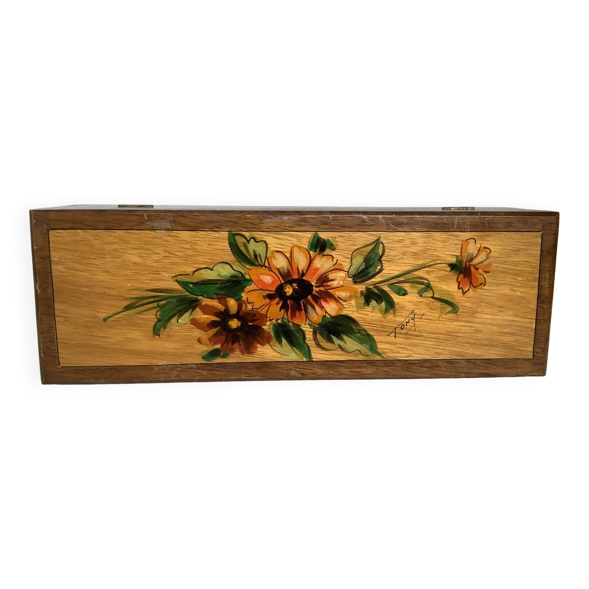 Hand decorated wooden box