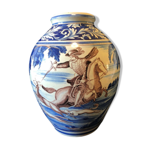 Vase ovoïde faïence - cheval