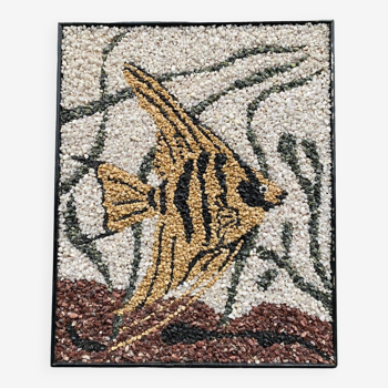 Mosaïque à décor de poisson et d'algues milieu XXe
