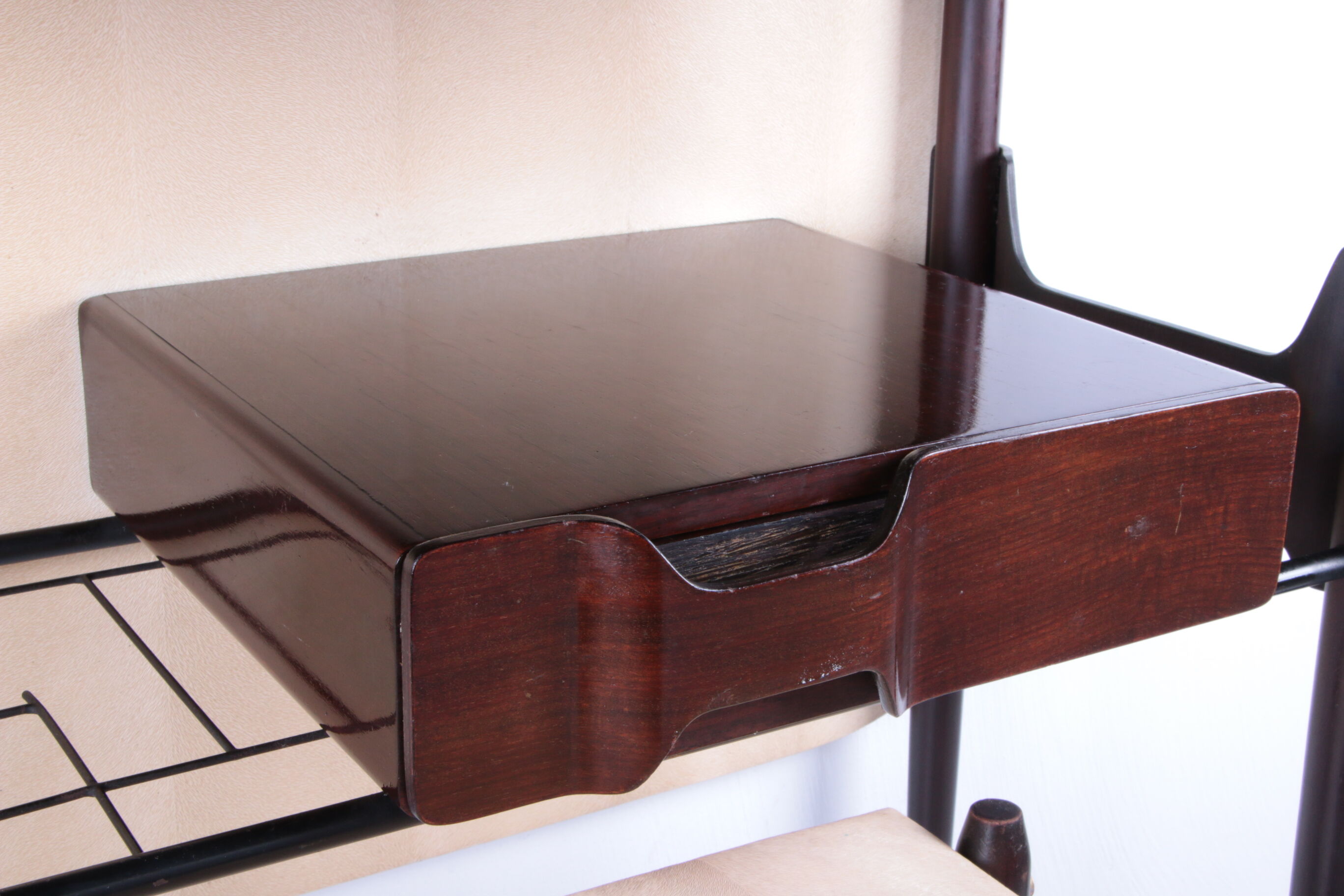 Ico Parisi Wall unit with mirror and stool 1950 Italy