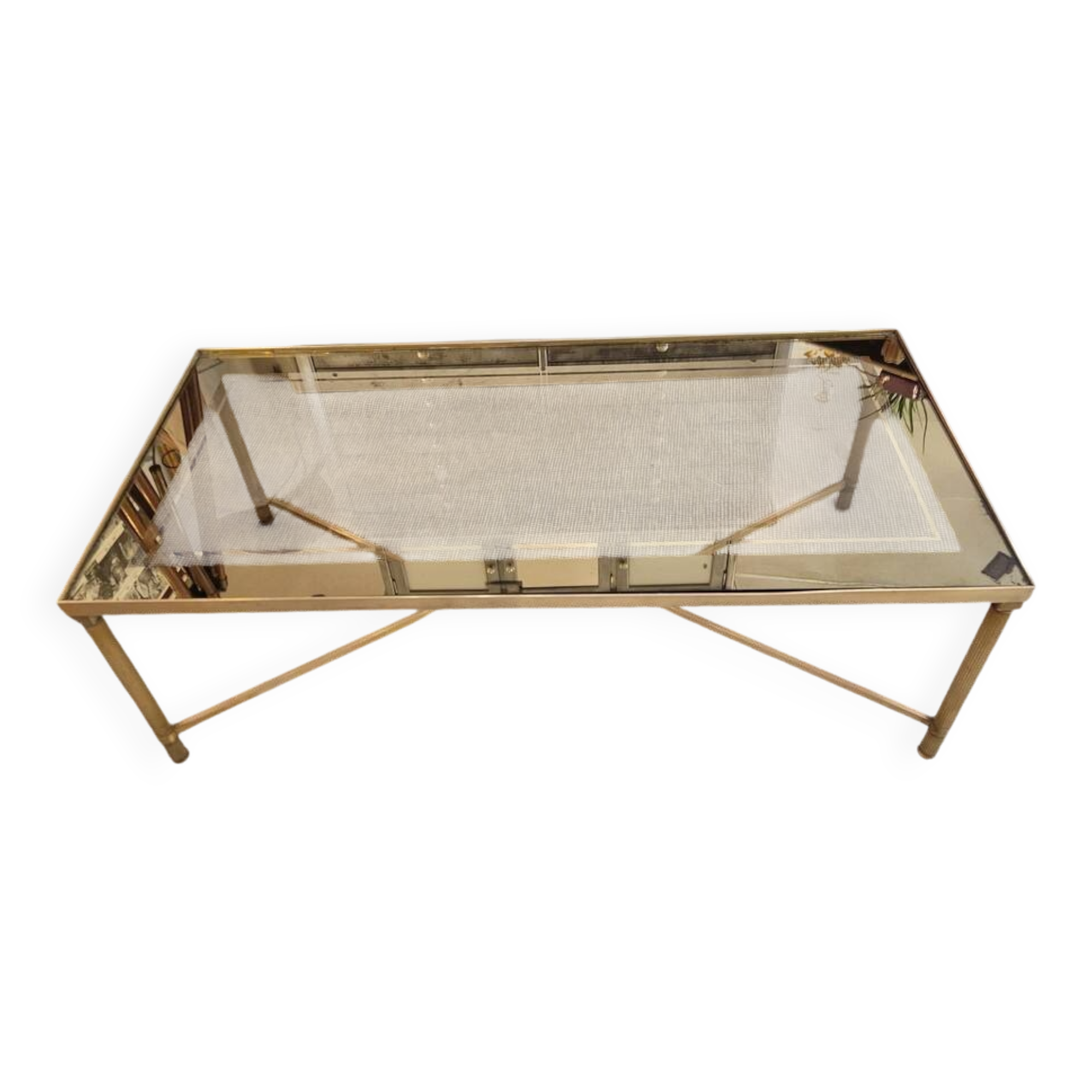 Brass and smoked glass coffee table