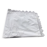 MC embroidered pillowcase with flower detailing and crocheted edge
