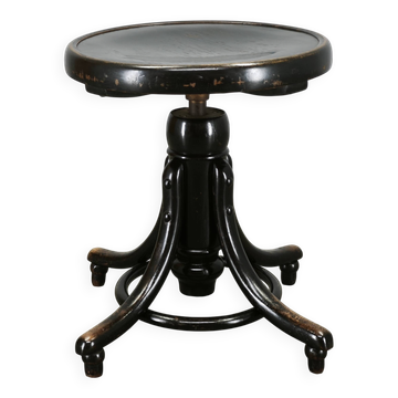 Tabouret de piano en bois courbé réglable de style Thonet, Tchécoslovaquie, années 1930