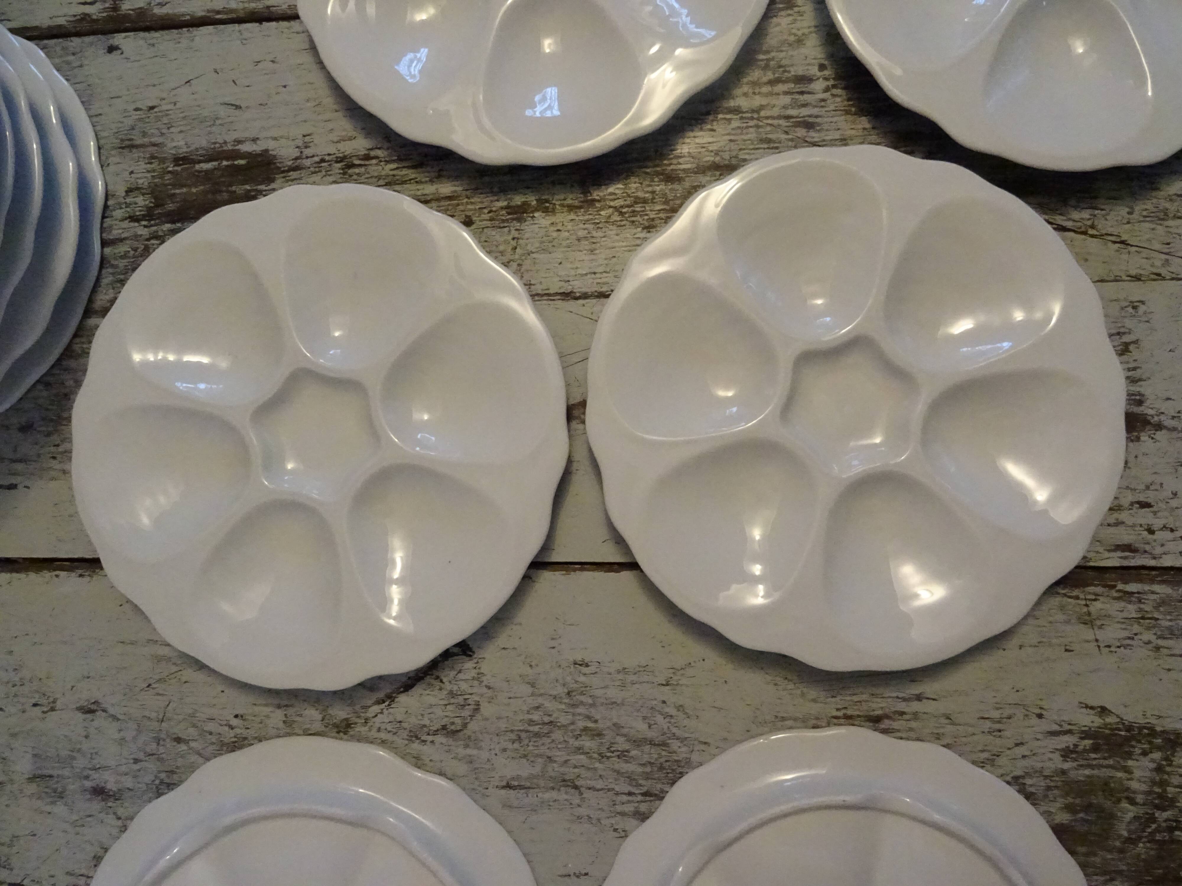 6 oyster plates 30123 porcelain white cnp france