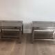 Pair of side tables in brushed steel. Guy Lefèvre for Maison Jansen
