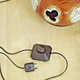 Vintage French 1960s standard lamp base in brown and cream ceramic 3462