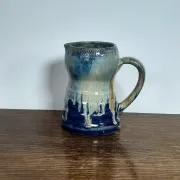 Blue flamed stoneware jug
