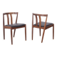 Pair of Vintage 60's Chairs in Teak Wood and Leather Danish Design