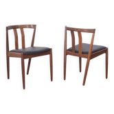 Paire de chaises vintage des années 60 en bois de teck et cuir design danois