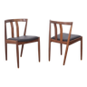 Paire de chaises vintage des années 60 en bois de teck et cuir design danois