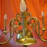 Dutch chandelier in solid bronze with 6 light arms, early 20th century.