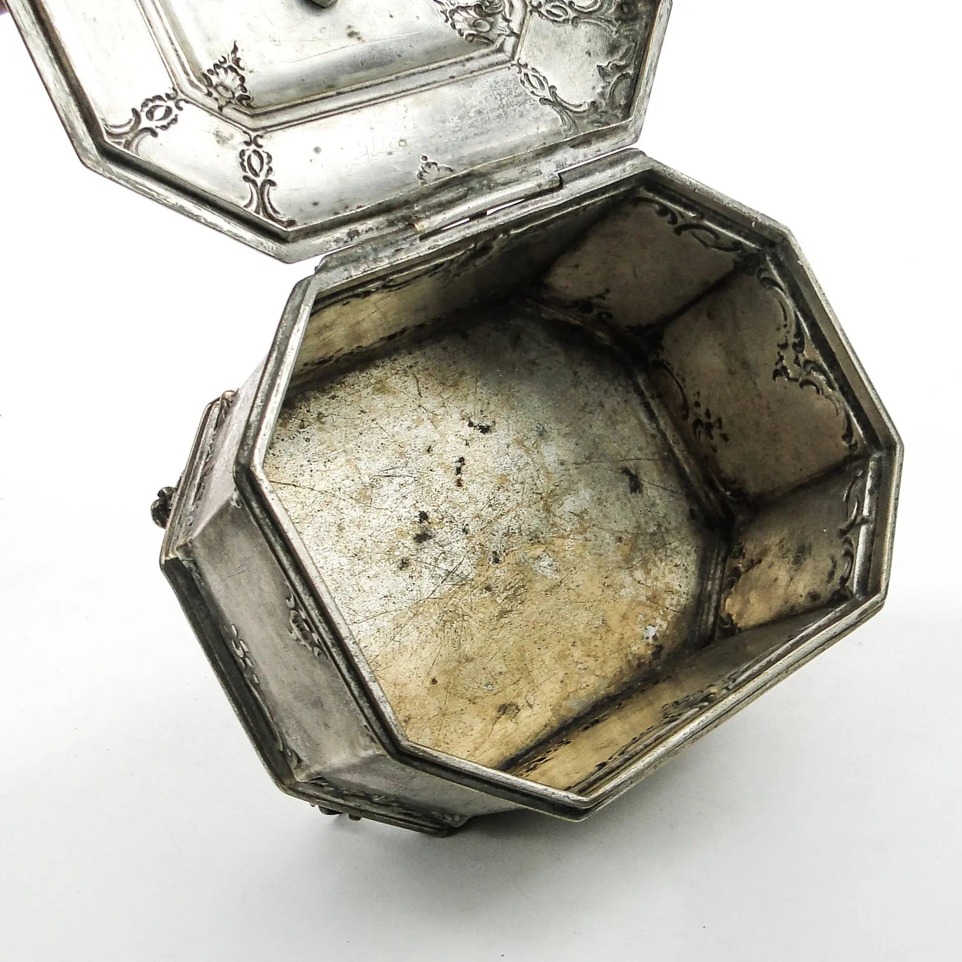 Rococo sugar bowl, silver-plated brass, Norblin, Poland, early 20th century