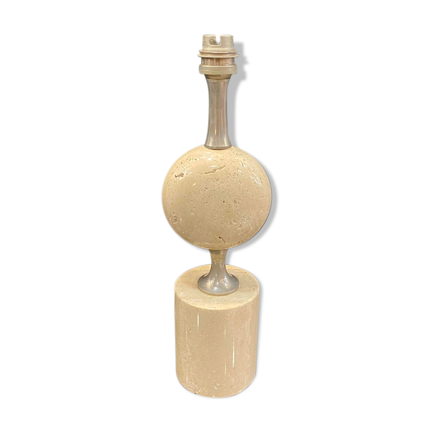 Lamp base travertine Thomas Barbier 1960
