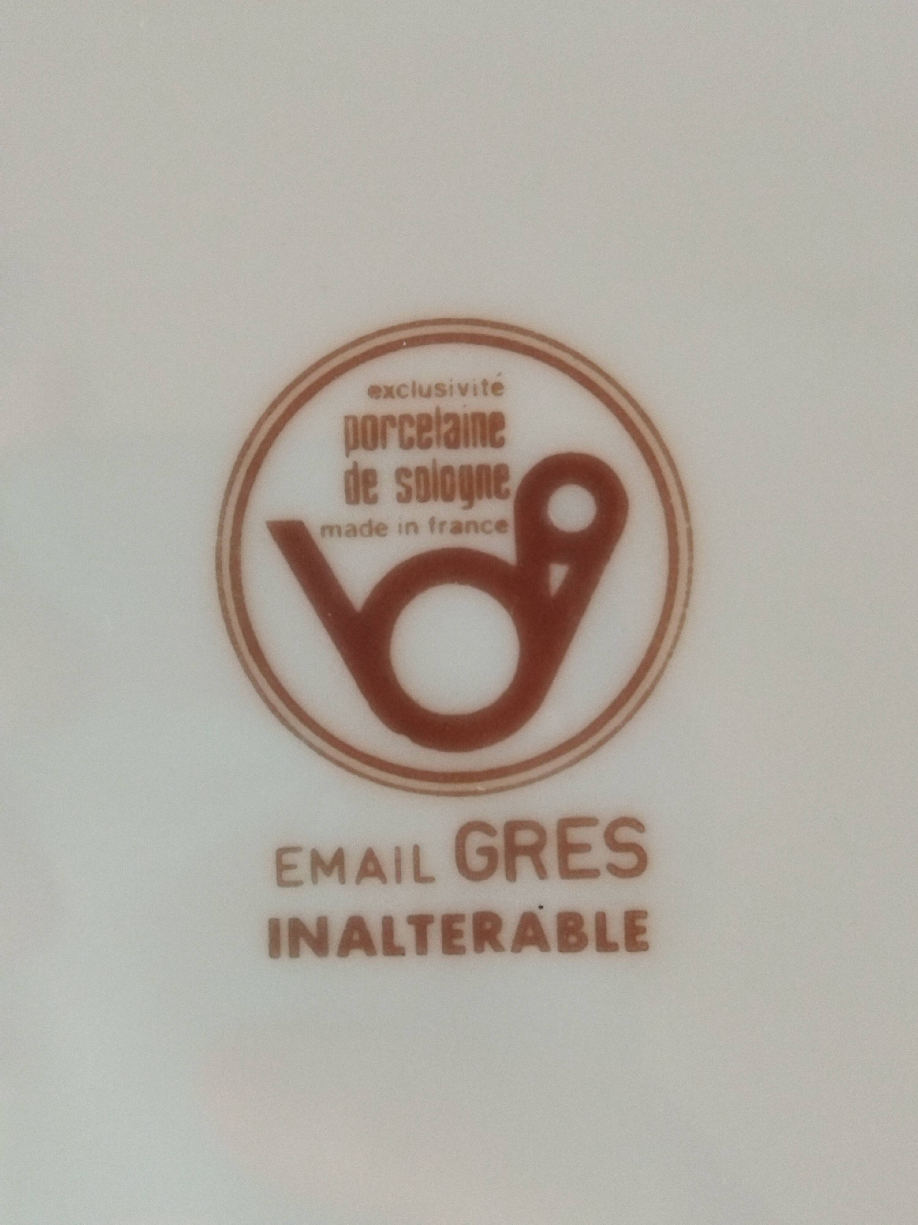 7 sandstone enamel dinner plates Sologne Porcelain