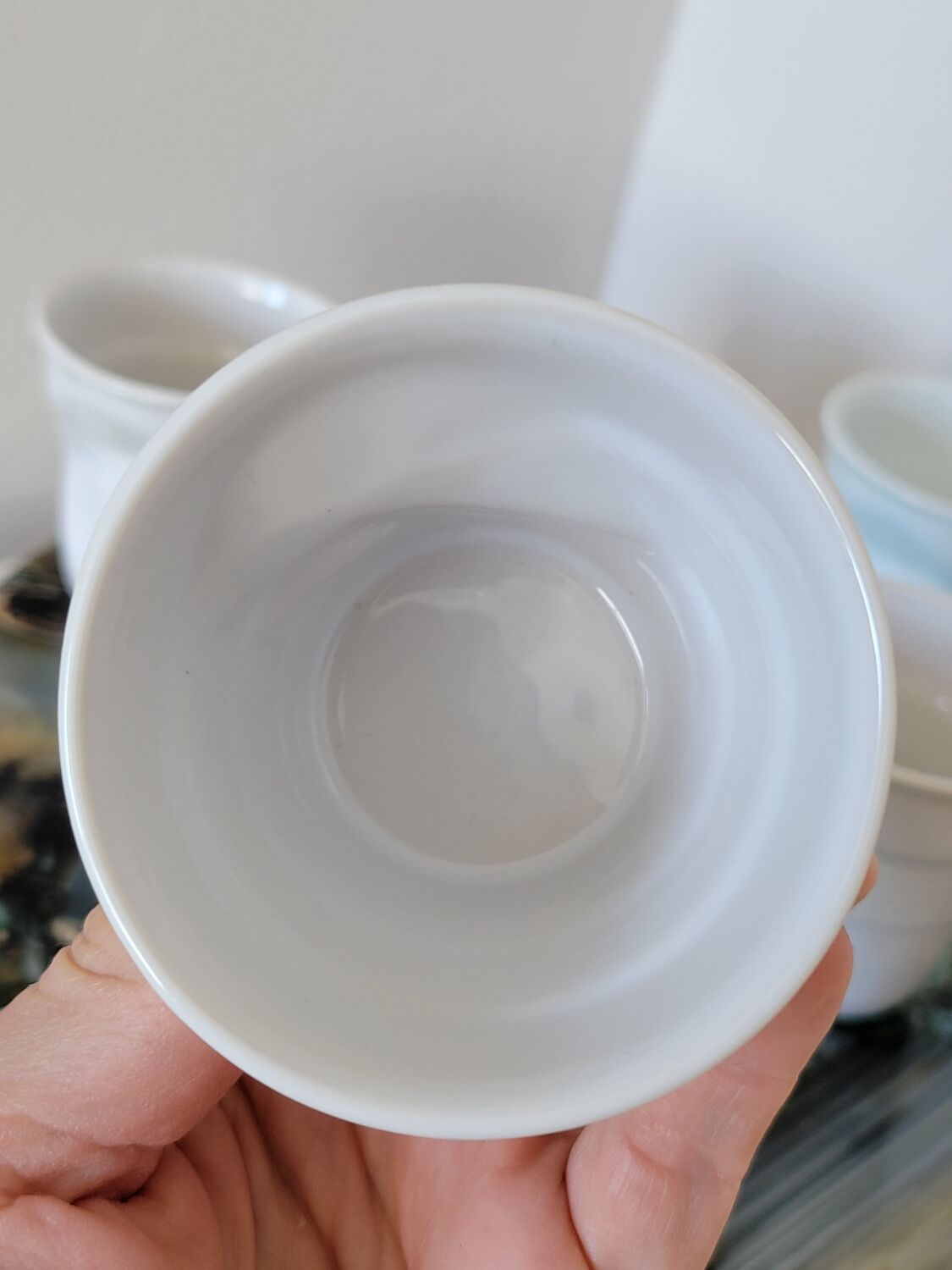 6 design espresso cups crumpled white porcelain Revol