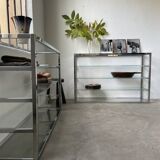 Pair of chrome and glass shelves from the 70s