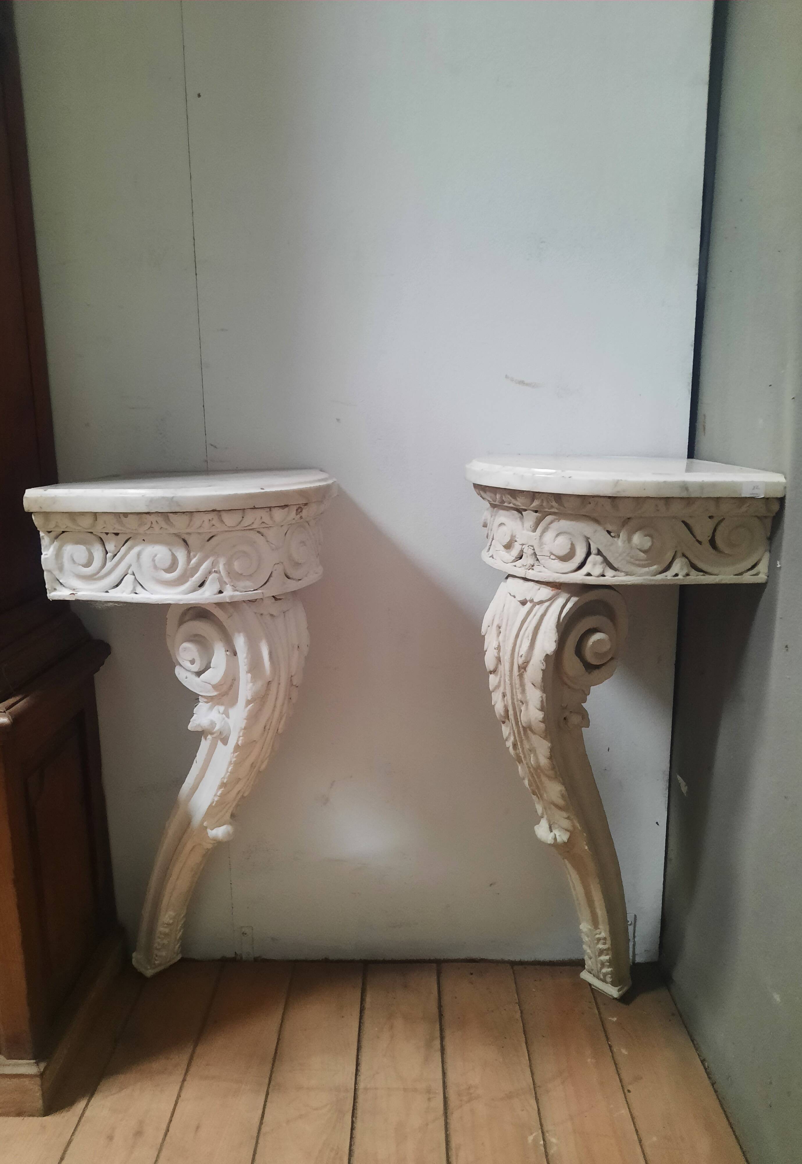 Pair of corner consoles in Louis XV style