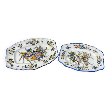 Keller et Guerin : Suite de deux plats en faïence polychrome – XIXe siècle