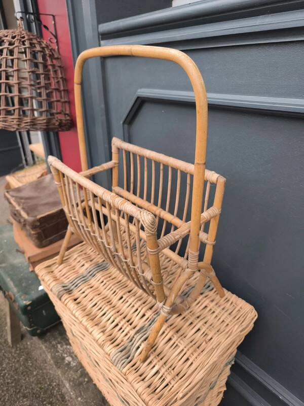 Vintage rattan magazine rack