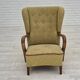 1960s, Danish armchair, light green furniture velour, beech wood.