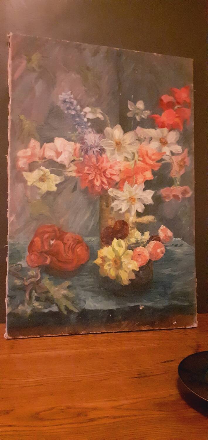 Painting, oil on canvas 1900 bouquet of flowers