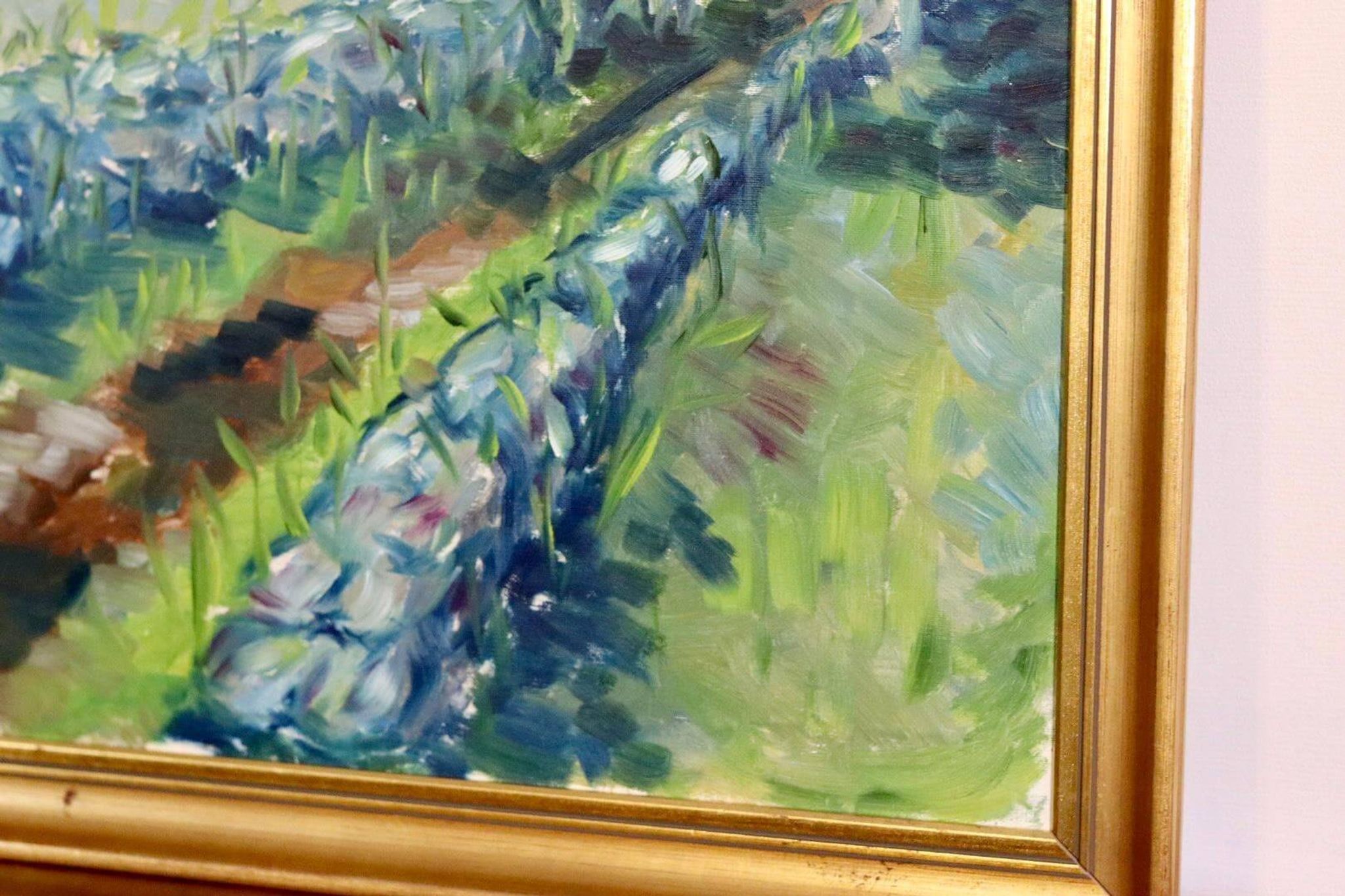 Original Swedish Mid Century Oil on Canvas "Path" - Vintage & Framed