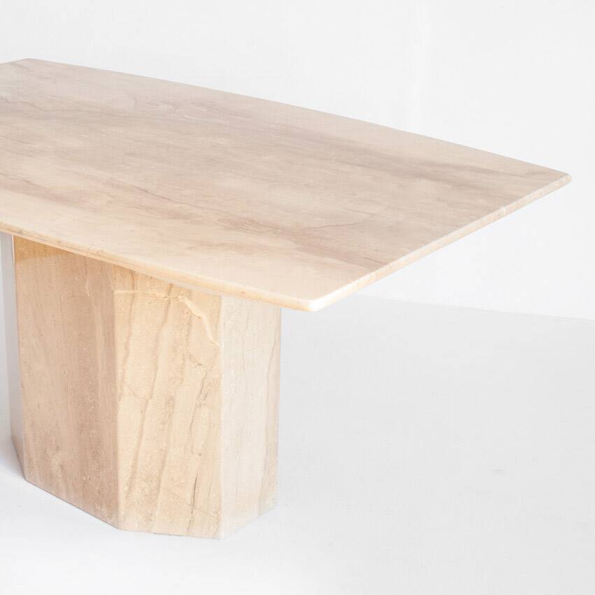 Vintage dining table with travertine extensions. Italy, 1990s